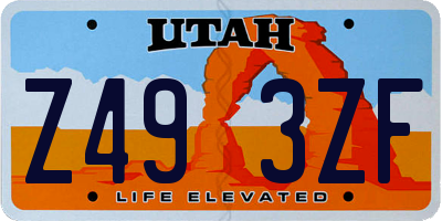 UT license plate Z493ZF