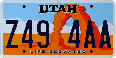 UT license plate Z494AA