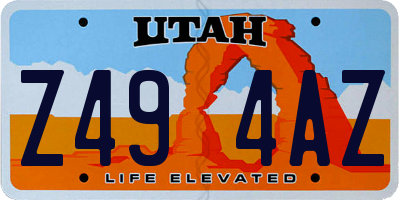 UT license plate Z494AZ