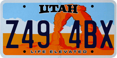 UT license plate Z494BX