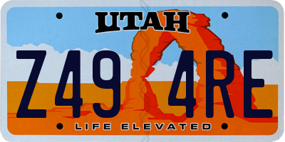 UT license plate Z494RE