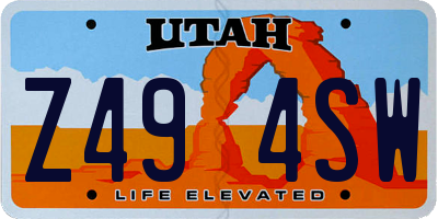 UT license plate Z494SW