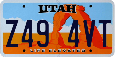 UT license plate Z494VT