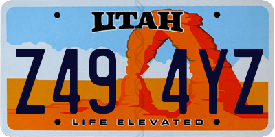 UT license plate Z494YZ