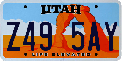 UT license plate Z495AY