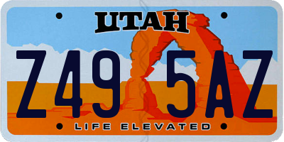 UT license plate Z495AZ