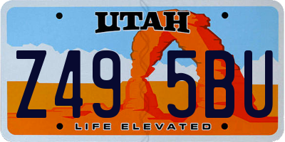 UT license plate Z495BU