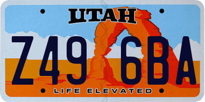 UT license plate Z496BA