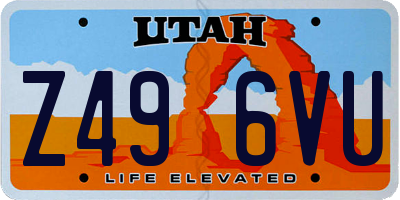 UT license plate Z496VU