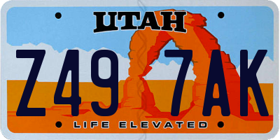 UT license plate Z497AK