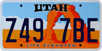 UT license plate Z497BE