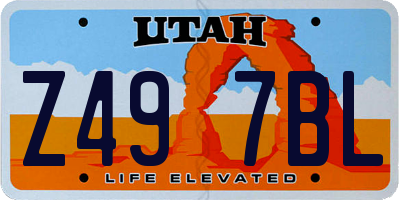 UT license plate Z497BL