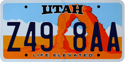 UT license plate Z498AA