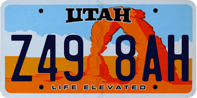 UT license plate Z498AH