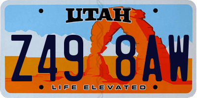 UT license plate Z498AW