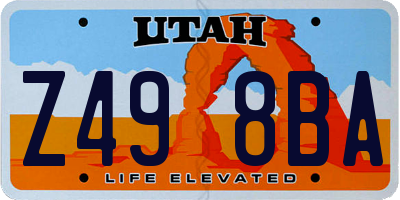 UT license plate Z498BA