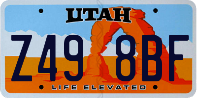 UT license plate Z498BF