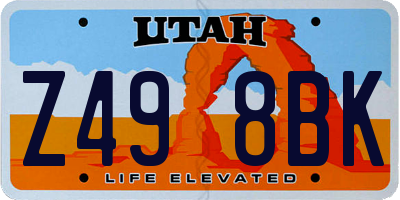 UT license plate Z498BK