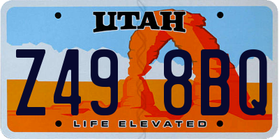 UT license plate Z498BQ