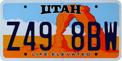 UT license plate Z498BW