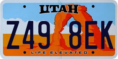 UT license plate Z498EK
