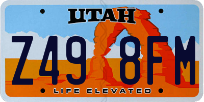 UT license plate Z498FM
