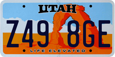 UT license plate Z498GE