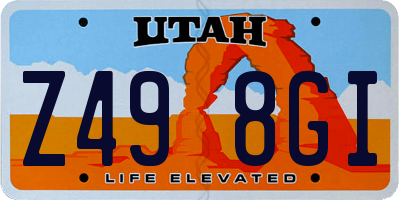 UT license plate Z498GI