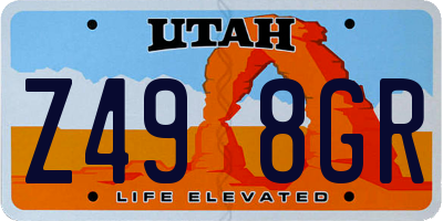 UT license plate Z498GR