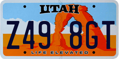 UT license plate Z498GT
