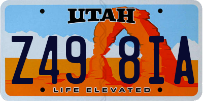 UT license plate Z498IA