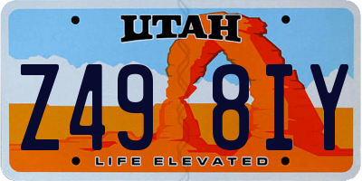 UT license plate Z498IY