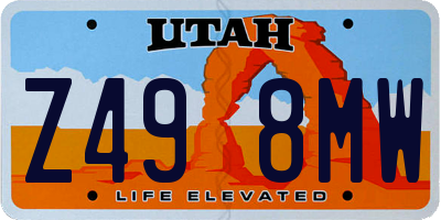 UT license plate Z498MW