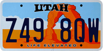UT license plate Z498QW