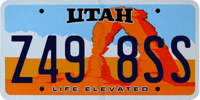 UT license plate Z498SS