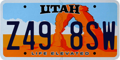 UT license plate Z498SW