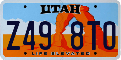 UT license plate Z498TO