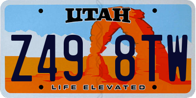 UT license plate Z498TW