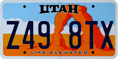 UT license plate Z498TX