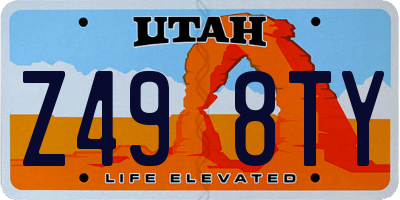 UT license plate Z498TY
