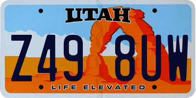 UT license plate Z498UW