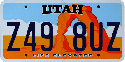 UT license plate Z498UZ