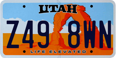 UT license plate Z498WN