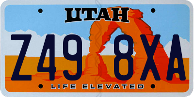 UT license plate Z498XA