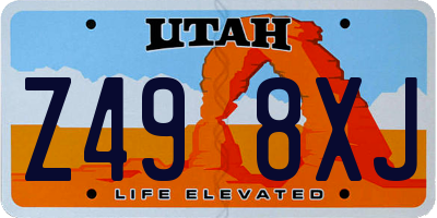UT license plate Z498XJ