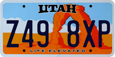 UT license plate Z498XP