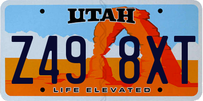 UT license plate Z498XT