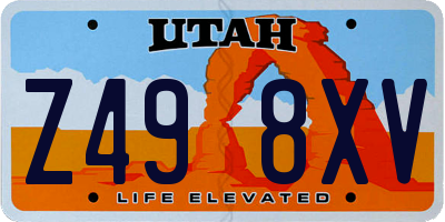 UT license plate Z498XV