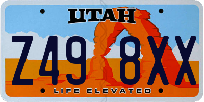 UT license plate Z498XX