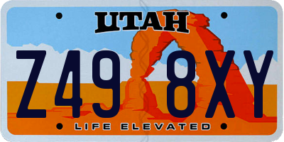 UT license plate Z498XY